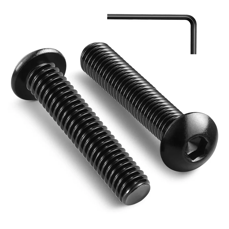 Wavanta M6 x 30 mm Button Head Socket Cap Bolts Screws, 304 Stainless Steel, Black Oxide Finish, Allen Socket Drive, Full Threads, with Hex Spanner, Pack of 20