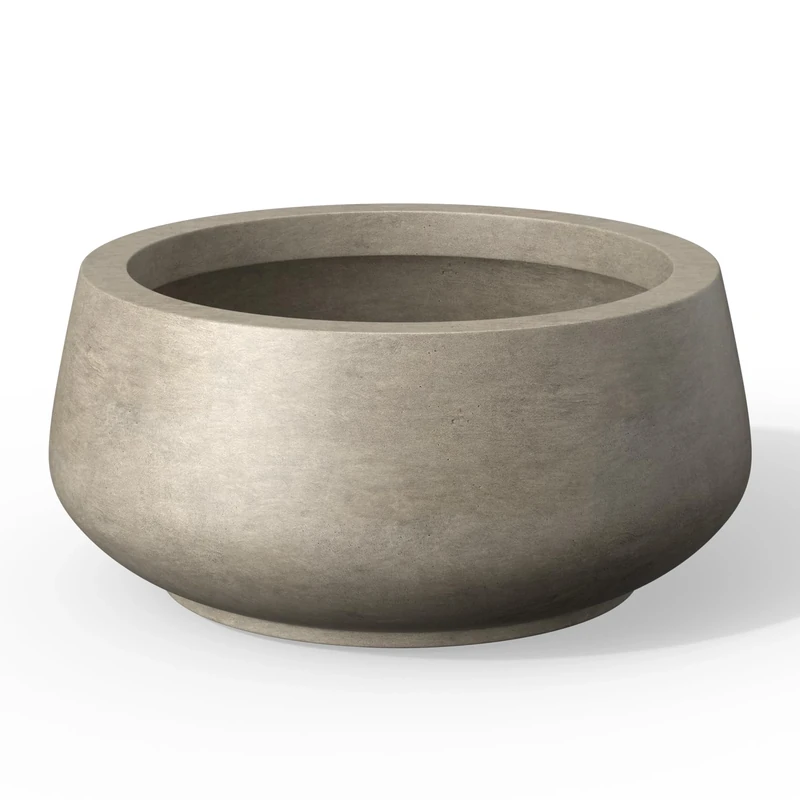 Kante Planter, Weathered Concrete, 16.9" Dia