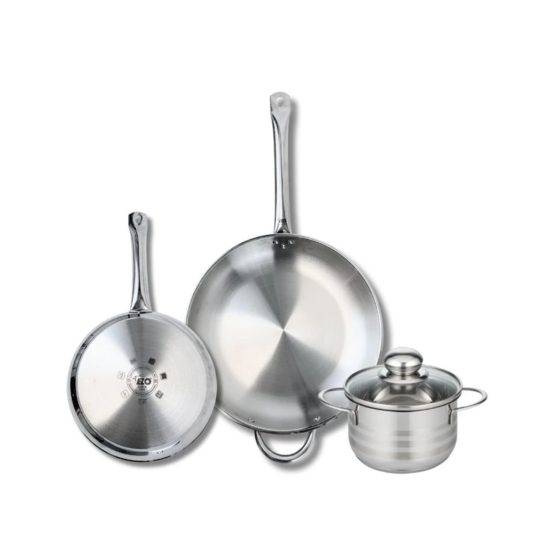 Elo Profi 9878550 3-Piece Cookware Set of 2 Frying Pans 24 and 32 cm and 1 Saucepan 16 cm Elo Profi Shiny Stainless Steel Induction