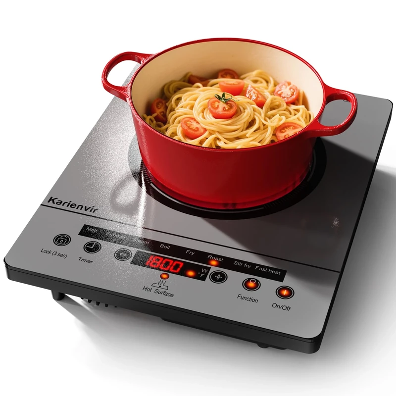 Single Burner Electric Hob, Portable Ceramic Hob, 220V with plug, Touch Cooker Hob with Safety Lock, Timer, Kitchen Cooking Hob With 9 Power Levels, 1800W(Gray)