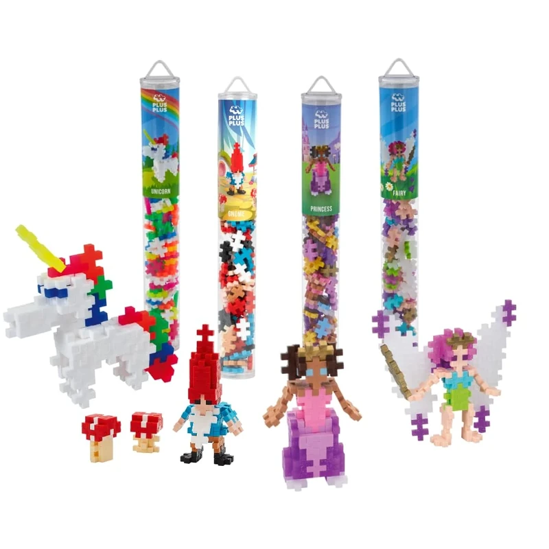 PLUS PLUS Fantasy Land Bundle - 4 x 100 pc tubes, Unicorn + Fairy + Gnome + Princess