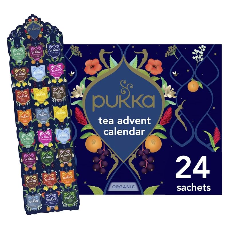 Pukka Herbs | Advent Calendar 2025 Organic Tea Selection | Ideal Secret Santa Christmas Gifts Idea For Women & Men | Perfect For Tea Enthusiasts | 24 Delightful Black/Green/Herbal Infusion Tea Bags