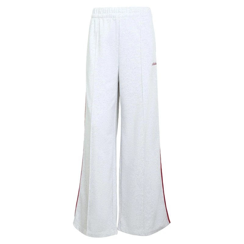 adidas Women's Seasonal Essentials Colorpop Pants with Embroidered Graphic, Light Grey Heather/Active Maroon, L