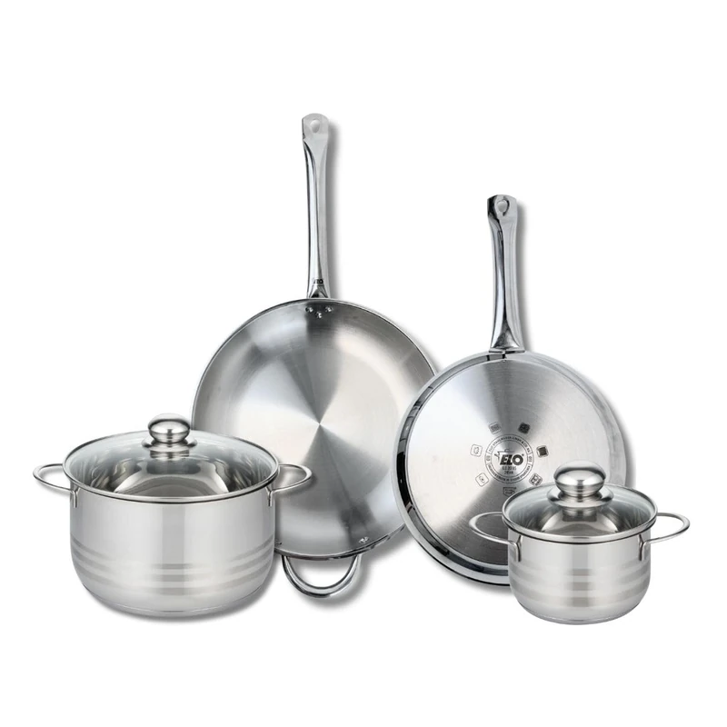 Elo Profi 9882750 4-Piece Cookware Set of 2 Frying Pans 28 and 32 cm and 2 Saucepans 16 and 24 cm Elo Profi Shiny Stainless Steel Induction