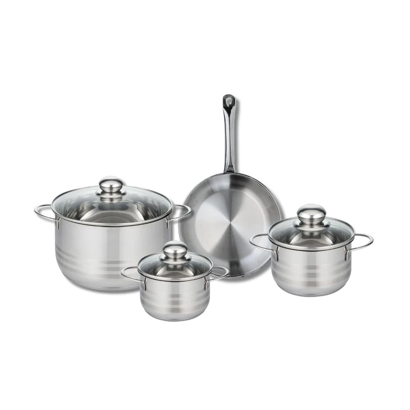 Elo Profi 9868150 4-Piece Cookware Set of 1 Frying Pan 24 cm and 3 Saucepans 14, 16 and 24 cm Elo Profi Shiny Stainless Steel Induction
