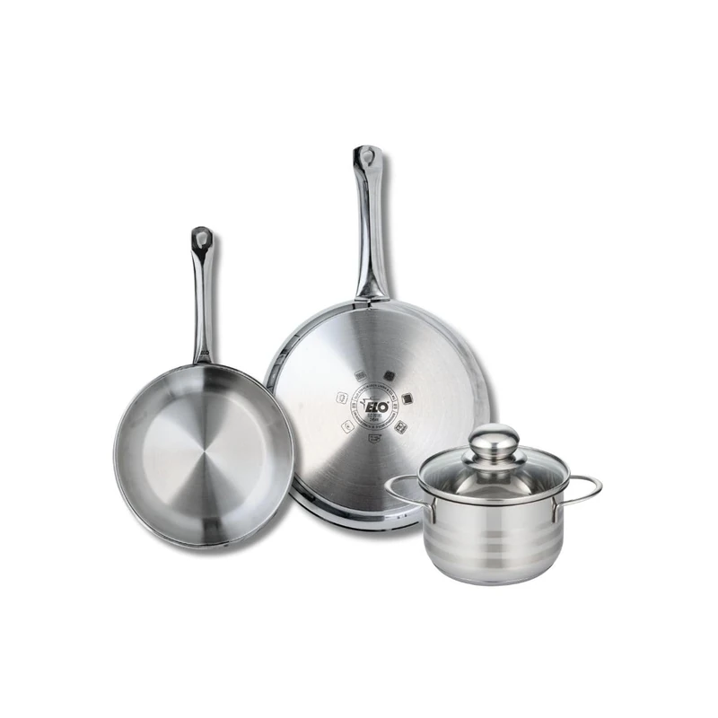 Elo Profi 9875450 3-Piece Cookware Set of 2 Frying Pans 24 and 28 cm and 1 Saucepan 16 cm Elo Profi Shiny Stainless Steel Induction - Image 1