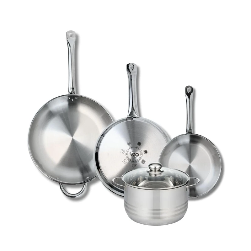 ELO 9884850 4-Piece Cookware Set of 3 Frying Pans 24, 28 and 32 cm and 1 Saucepan 20 cm Elo Profi Glossy Stainless Steel Induction - Image 1