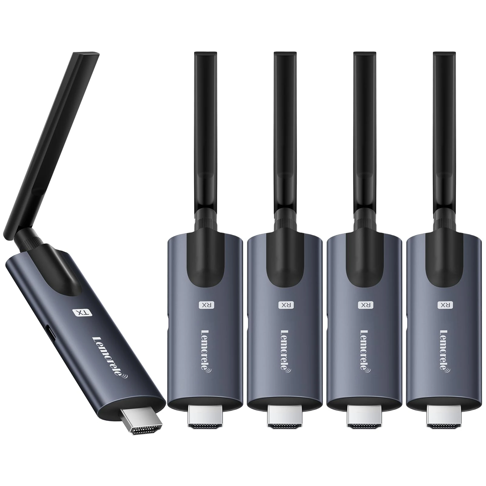 Lemorele Wireless HDMI Transmitter and 4 Receivers,Support Wireless Receiving APP TuTuPlay 5G 656ft 1080P HD,for Streaming Video&Audio to HDTV/Projector/Tablet/Mobile (1TX and 4RX)