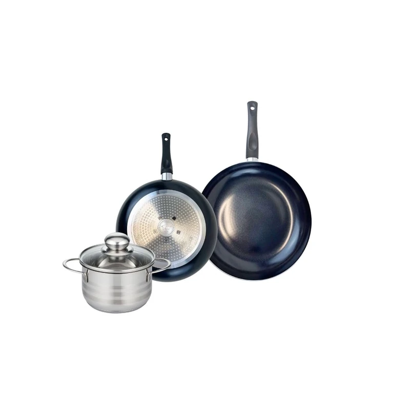 ELO 9721850 3-Piece Cookware Set of 2 Frying Pans 20 and 24 cm and 1 Saucepan 14 cm Elo Prima Shiny Stainless Steel Induction