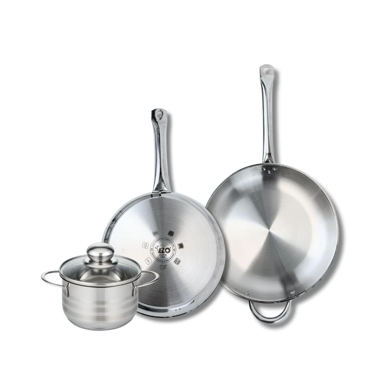 Elo Profi 9881650 3-Piece Cookware Set of 2 Frying Pans 28 and 32 cm and 1 Saucepan 16 cm Elo Profi Shiny Stainless Steel Induction