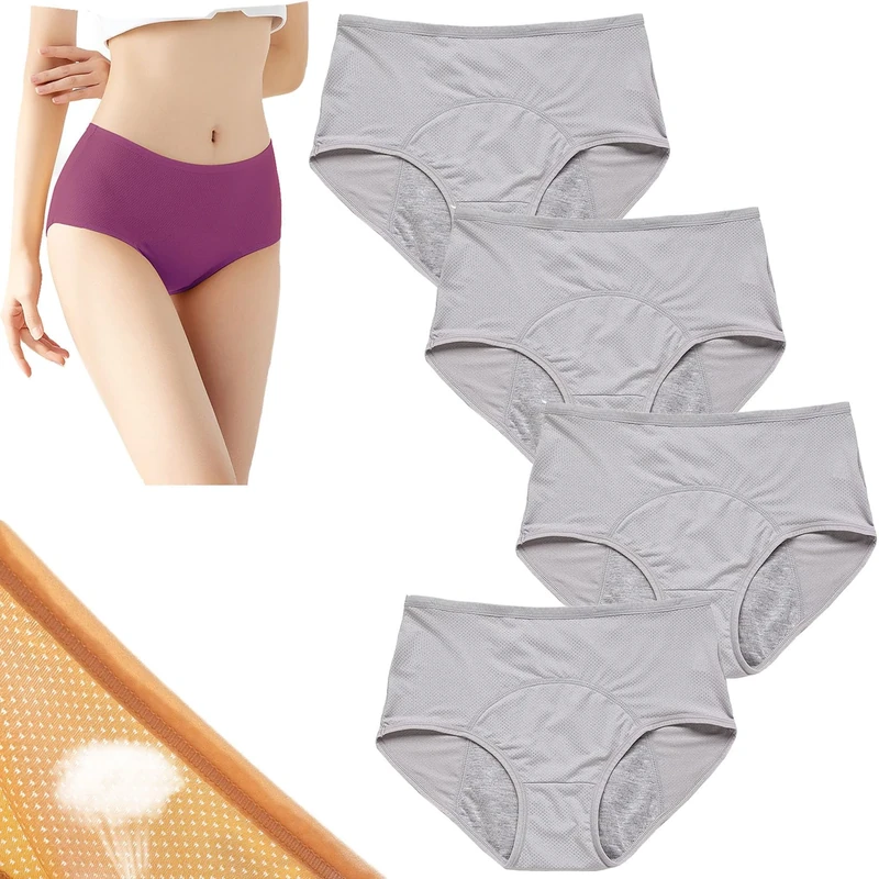 HDSDVNON Duares Zeroleak Women’s Protective Underwear - Leak-Resistant Technology With Odor Control, Moisture-Wicking Comfort Fit Briefs(Grey,M)