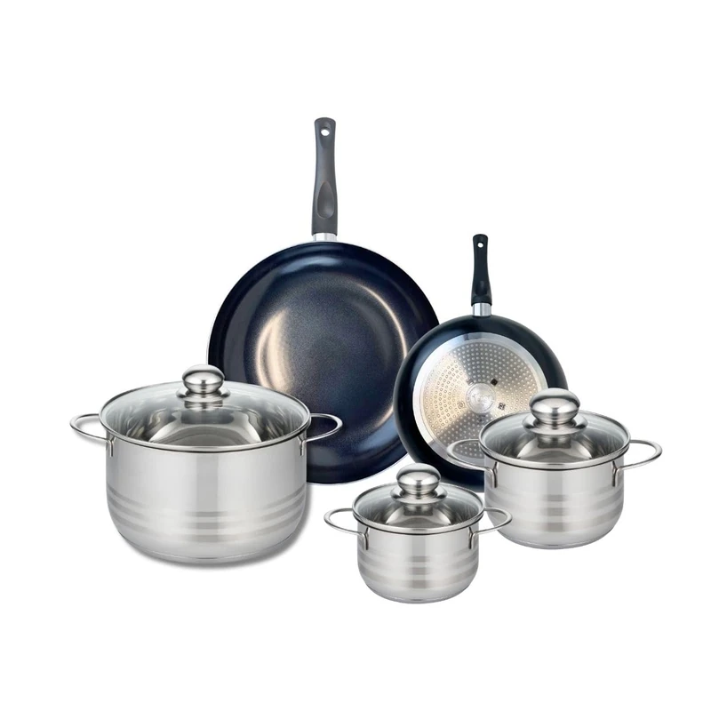 ELO 9727050 5-Piece Cookware Set of 2 Frying Pans 20 and 28 cm and 3 Saucepans 14, 16 and 24 cm Elo Prima Shiny Stainless Steel Induction