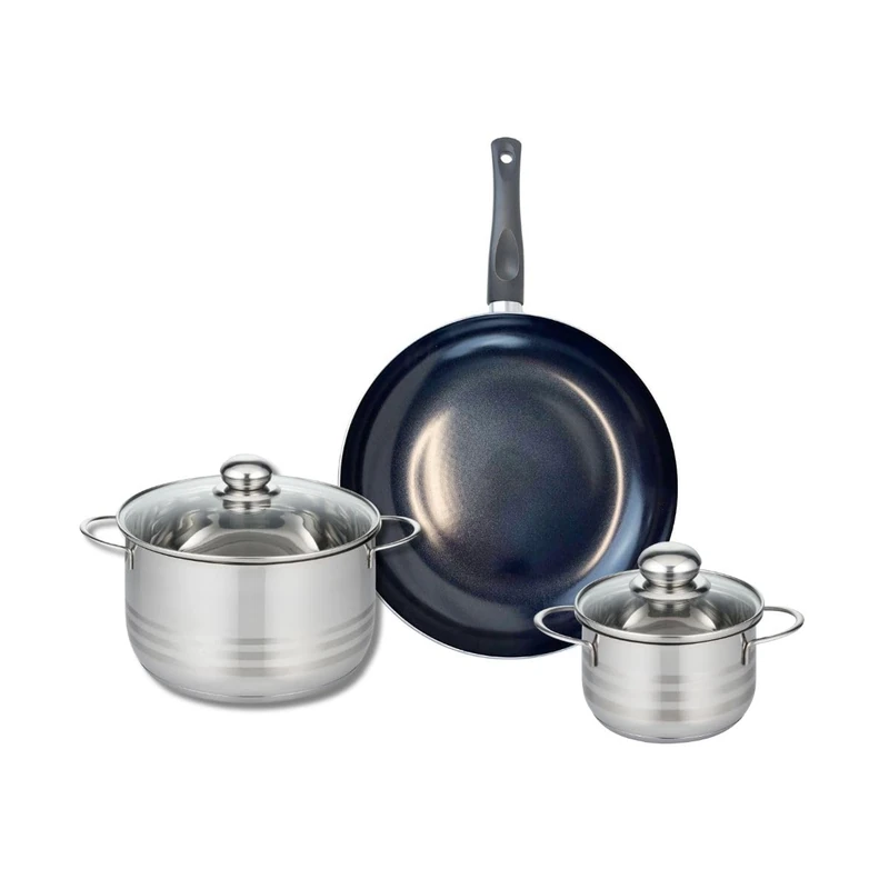 Elo Prima 9719950 3-Piece Cookware Set of 1 Frying Pan 32 cm and 2 Saucepans 16 and 24 cm Elo Prima Shiny Stainless Steel Induction - Image 1
