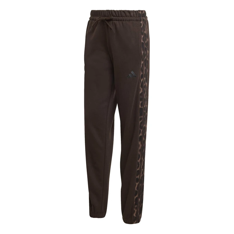 adidas Women's Seasonal Essentials Leopard Print French Terry Pants with 3-Stripes, Aurora Coffee/Multicolor, S