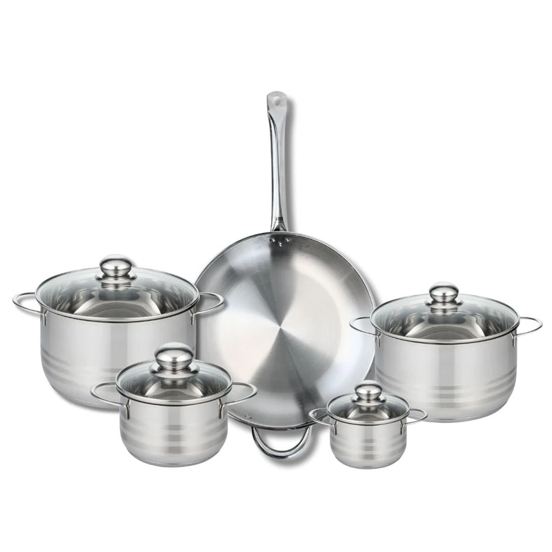 Elo Profi 9875050 5-Piece Cookware Set of 1 Frying Pan 32 cm and 4 Saucepans 14, 16, 20 and 24 cm Elo Profi Shiny Stainless Steel Induction