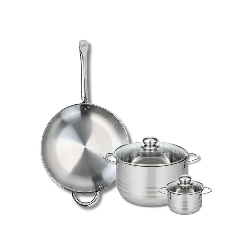 Elo Profi 9872950 3-Piece Cookware Set of 1 Frying Pan 32 cm and 2 Saucepans 12 and 24 cm Elo Profi Shiny Stainless Steel Induction