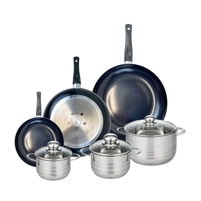 Elo Prima 9748650 6-Piece Cookware Set of 3 Frying Pans 20, 28 and 32 cm and 3 Saucepans 14, 16 and 20 cm Elo Prima Shiny Stainless Steel Induction - Image 1