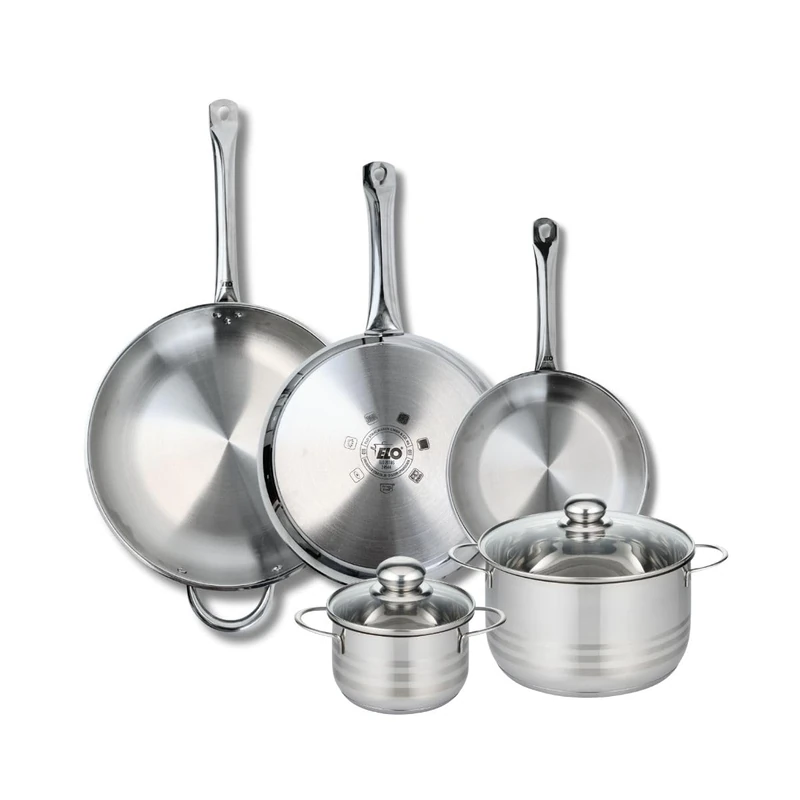 Elo Profi 9885550 5-Piece Cookware Set of 3 Frying Pans 24, 28 and 32 cm and 2 Saucepans 14 and 20 cm Elo Profi Shiny Stainless Steel Induction