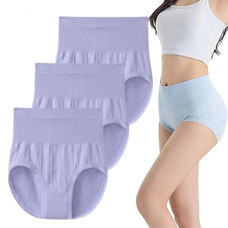 HDSDVNON Women’s High-Waist Leak-Resistant Briefs - Tummy Control Underwear With Lifting Support, Seamless Contouring & Moisture-Wicking Comfort(3pcs-e,L)