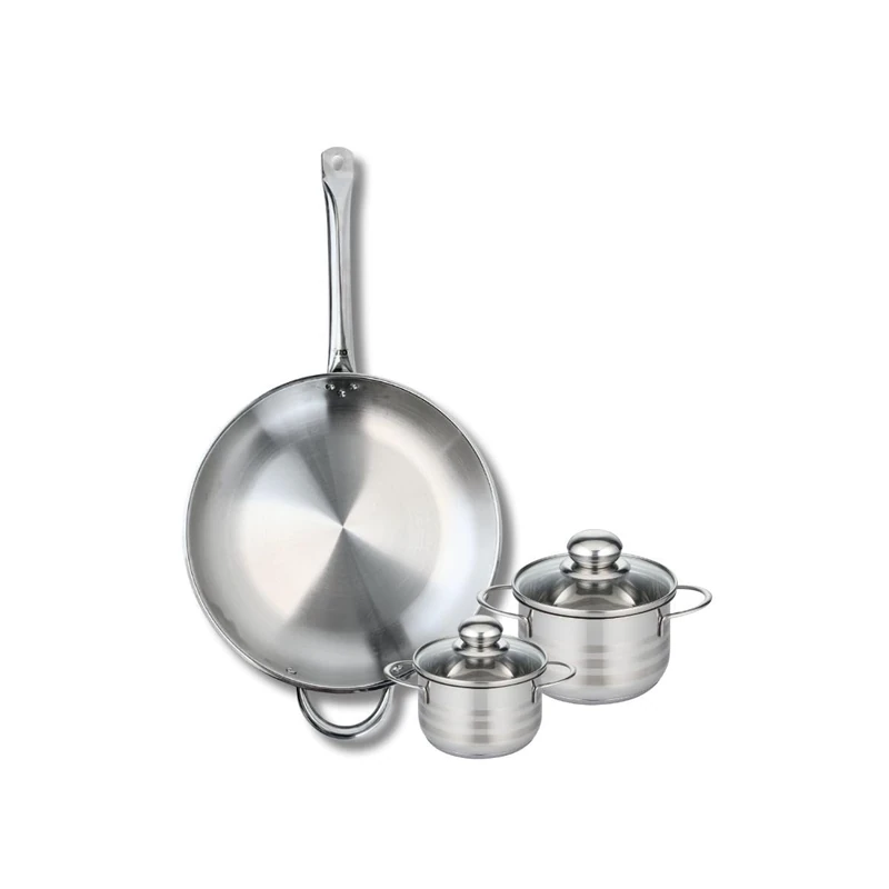 Elo Profi 9872650 3-Piece Cookware Set of 1 Frying Pan 32 cm and 2 Saucepans 12 and 14 cm Elo Profi Shiny Stainless Steel Induction