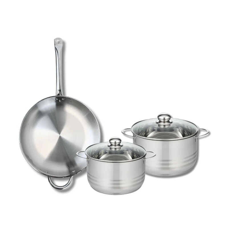 Elo Profi 9873550 3-Piece Cookware Set of 1 Frying Pan 32 cm and 2 Saucepans 20 and 24 cm Elo Profi Shiny Stainless Steel Induction - Image 1