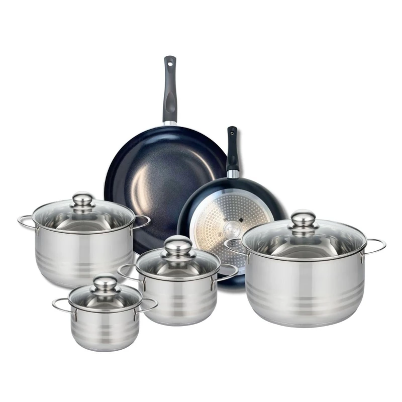 Elo Prima 9733950 6-Piece Cookware Set of 2 Frying Pans 24 and 28 cm and 4 Saucepans 14, 16, 20 and 24 cm Elo Prima Shiny Stainless Steel Induction