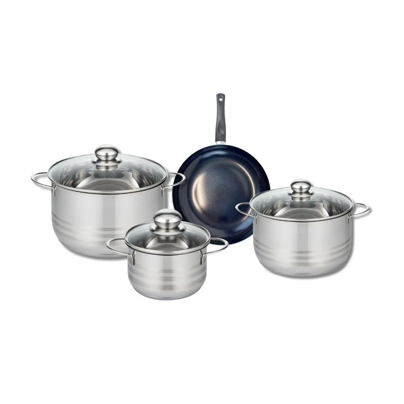 Elo Prima 9711750 4-Piece Cookware Set of 1 Frying Pan 20 cm and 3 Saucepans 16, 20 and 24 cm Elo Prima Shiny Stainless Steel Induction - Image 1
