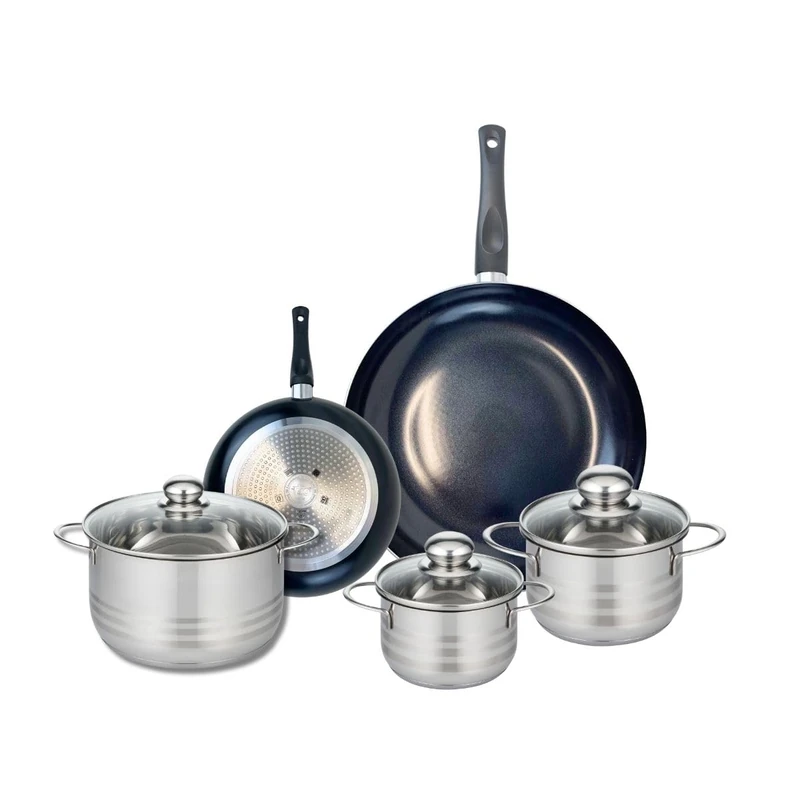 Elo Prima 9730050 5-Piece Cookware Set of 2 Frying Pans 20 and 32 cm and 3 Saucepans 14, 16 and 20 cm Elo Prima Shiny Stainless Steel Induction