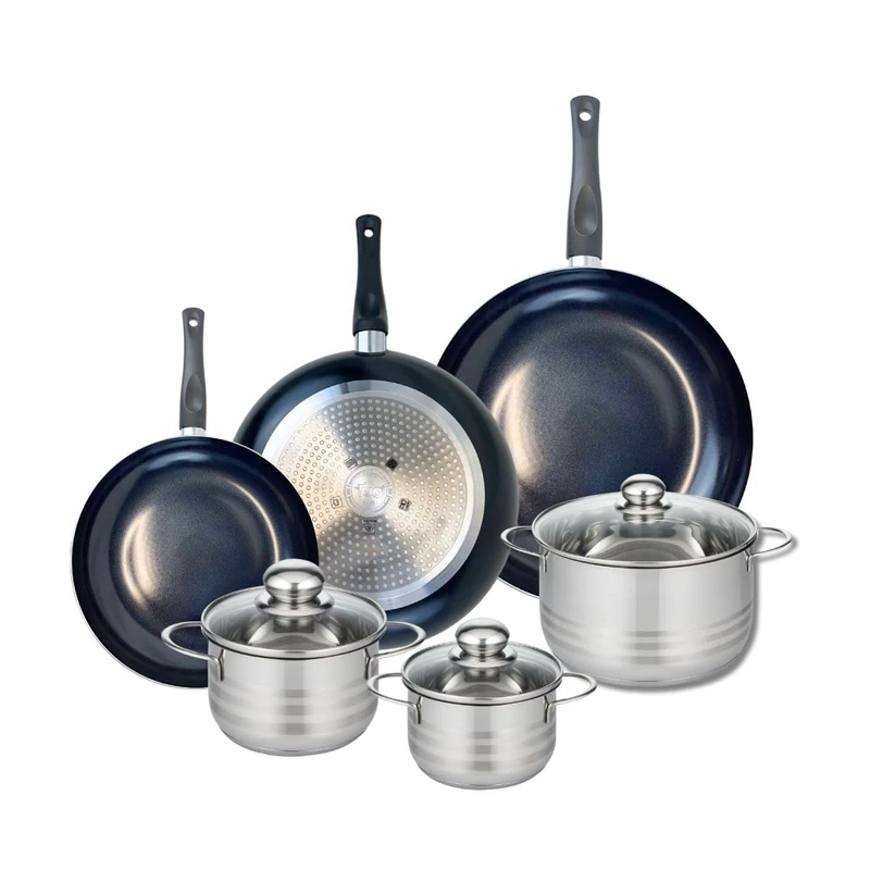 ELO 9751750 6-Piece Cookware Set of 3 Frying Pans 24, 28 and 32 cm and 3 Saucepans 14, 16 and 20 cm Elo Prima Shiny Stainless Steel Induction - Image 1