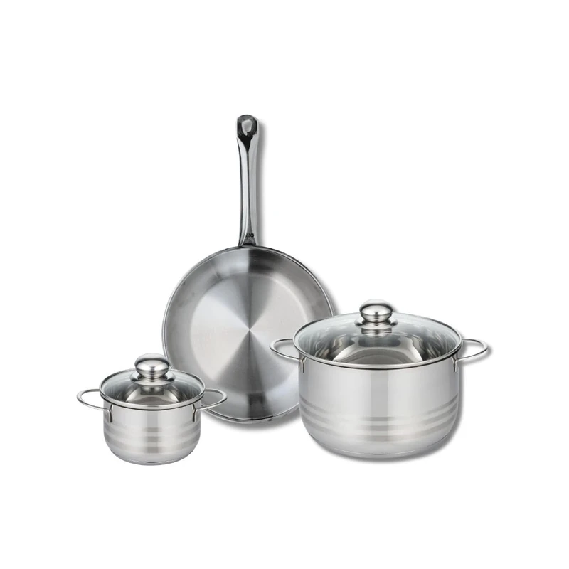 Elo Profi 9870150 3-Piece Cookware Set, 1 Frying Pan 28 cm and 2 Saucepans 14 and 24 cm Elo Profi Shiny Stainless Steel Induction
