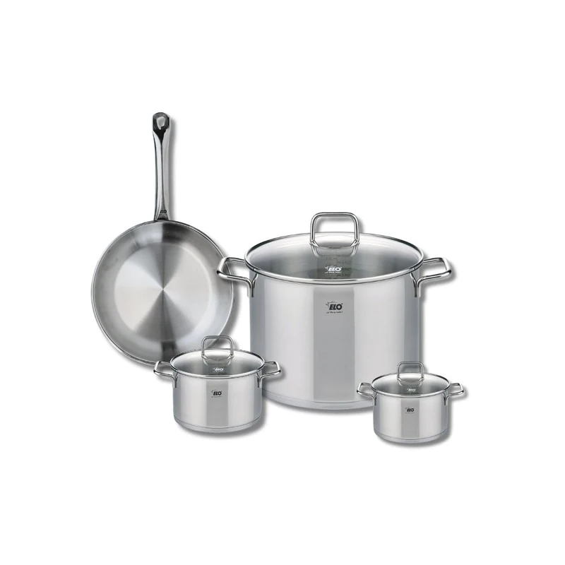 Elo Profi 9693950 4-Piece Cookware Set of 1 Frying Pan 24 cm and 3 Saucepans 12, 14 and 26 cm Elo Profi Citrin, Stainless Steel, Induction - Image 1