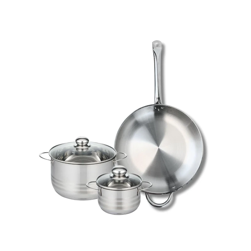 Elo Profi 9873150 3-Piece Cookware Set of 1 Frying Pan 32 cm and 2 Saucepans 14 and 20 cm Elo Profi Shiny Stainless Steel Induction