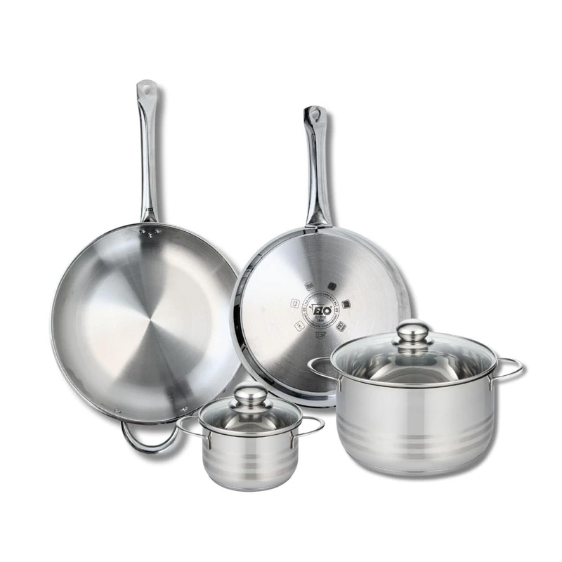 Elo Profi 9882550 4-Piece Cookware Set of 2 Frying Pans 28 and 32 cm and 2 Saucepans 14 and 24 cm Elo Profi Shiny Stainless Steel Induction