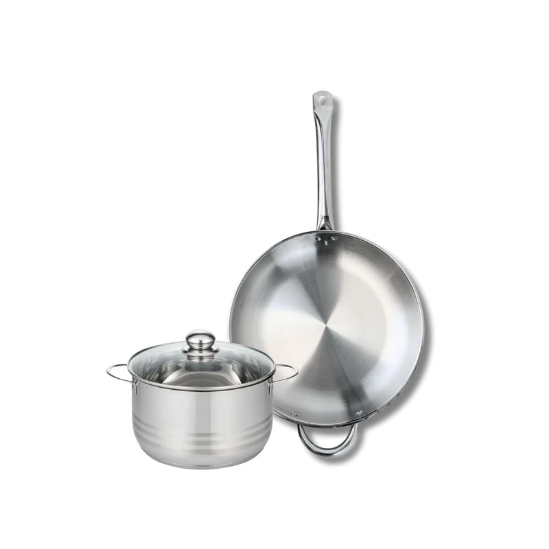 Elo Profi 9872450 2-Piece Cookware Set of 1 Frying Pan 32 cm and 1 Saucepan 20 cm Elo Profi Shiny Stainless Steel Induction