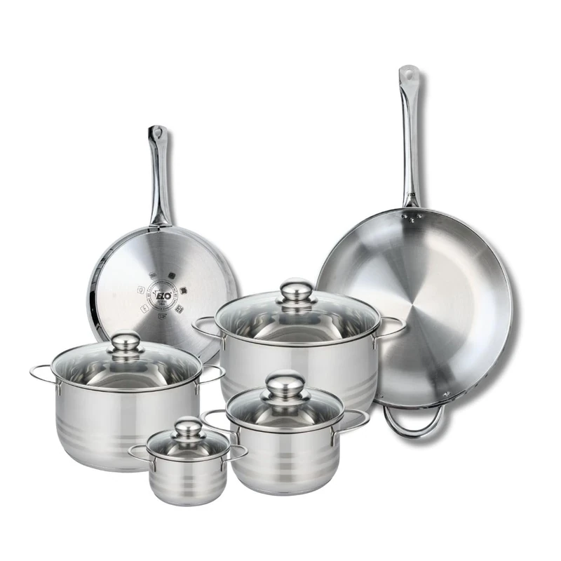 Elo Profi 9881150 6-Piece Cookware Set of 2 Frying Pans 24 and 32 cm and 4 Saucepans 12, 16, 20 and 24 cm Elo Profi Shiny Stainless Steel Induction - Image 1