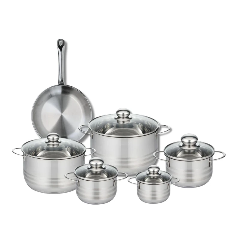 Elo Profi 9868950 6-Piece Cookware Set of 1 Frying Pan 24 cm and 5 Saucepans 12, 14, 16, 20 and 24 cm Elo Profi Shiny Stainless Steel Induction