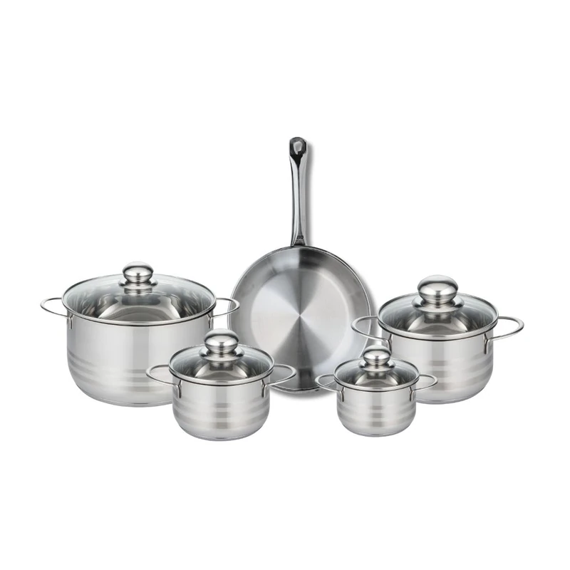 Elo Profi 9868450 5-Piece Cookware Set of 1 Frying Pan 24 cm and 4 Saucepans 12, 14, 16 and 20 cm Glossy Stainless Steel Induction - Image 1