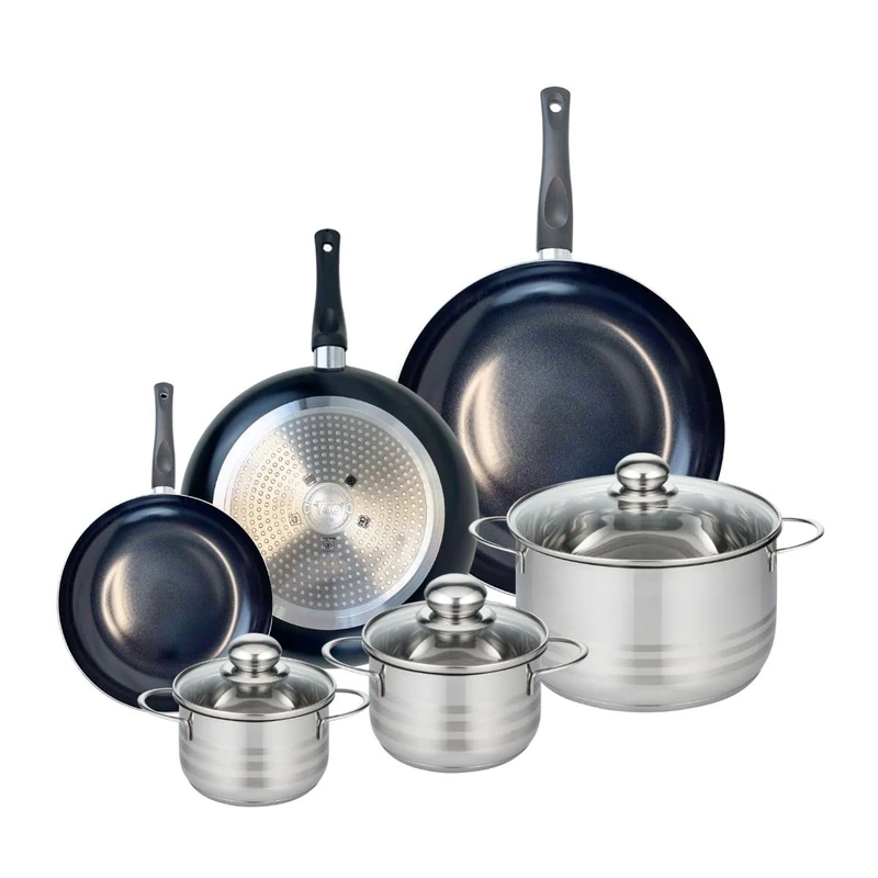 ELO 9748750 6-Piece Cookware Set of 3 Frying Pans 20, 28 and 32 cm and 3 Saucepans 14, 16 and 24 cm Elo Prima Shiny Stainless Steel Induction
