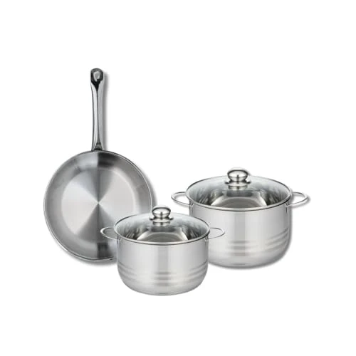 Elo Profi 9870450 3-Piece Cookware Set of 1 Frying Pan 28 cm and 2 Saucepans 20 and 24 cm Elo Profi Shiny Stainless Steel Induction