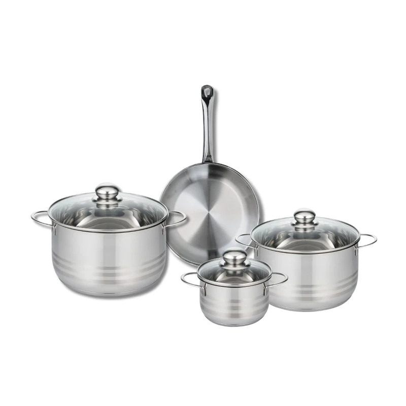 Elo Profi 9868250 4-Piece Cookware Set of 1 Frying Pan 24 cm and 3 Saucepans 14, 20 and 24 cm Elo Profi Shiny Stainless Steel Induction