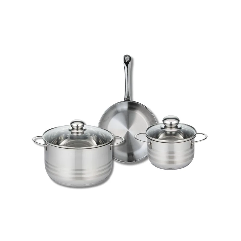Elo Profi 9867250 3-Piece Cookware Set of 1 Frying Pan 24 cm and 2 Saucepans 16 and 24 cm Elo Profi Shiny Stainless Steel Induction