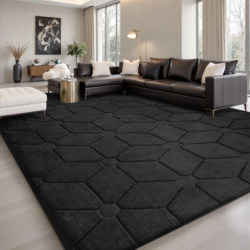 Sour Lemon Rugs Living Room 200x300,3D Black Area Rugs for Bedroom,Extra Large Rugs for living room,Machine Washable Anti Slip Short Pile Rug Carpets Mat for Kids Room Bedroom