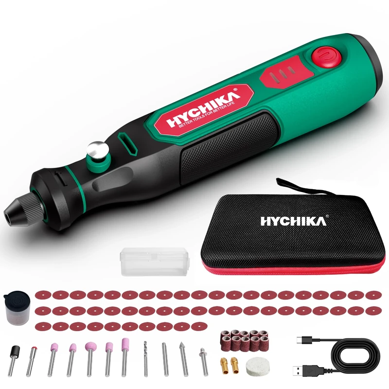 HYCHIKA Mini Cordless Rotary Tool Kit - 77PCS Accessories for Drilling, Sanding, Polishing, Engraving，3.6V Multi Tool with Variable Speed,Type-C Charging，Ideal for DIY fine Work，Etching, Woodworking