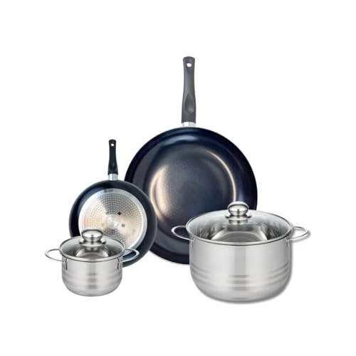 Elo Prima 9729250 4-Piece Cookware Set of 2 Frying Pans 20 and 32 cm and 2 Saucepans 16 and 24 cm Elo Prima Shiny Stainless Steel Induction