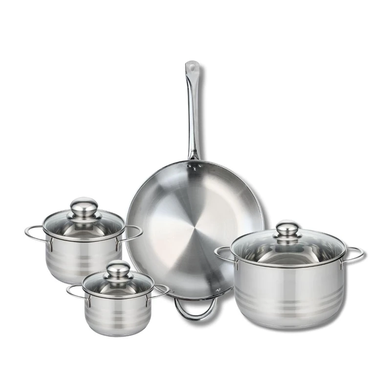 Elo Profi 9874350 4-Piece Cookware Set of 1 Frying Pan 32 cm and 3 Saucepans 14, 16 and 24 cm Elo Profi Shiny Stainless Steel Induction