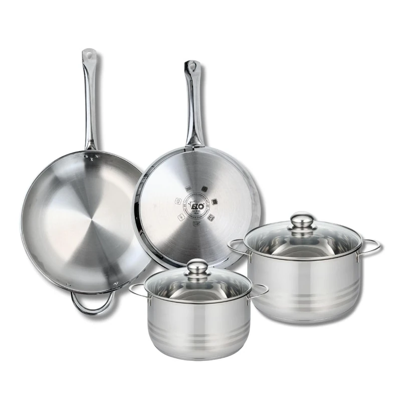 Elo Profi 9882850 4-Piece Cookware Set of 2 Frying Pans 28 and 32 cm and 2 Saucepans 20 and 24 cm Elo Profi Shiny Stainless Steel Induction - Image 1