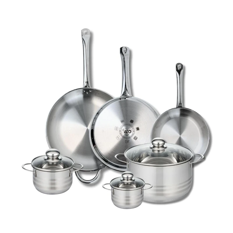 Elo Profi 9886250 6-Piece Cookware Set of 3 Frying Pans 24, 28 and 32 cm and 3 Saucepans 12, 14 and 24 cm Elo Profi Shiny Stainless Steel Induction - Image 1