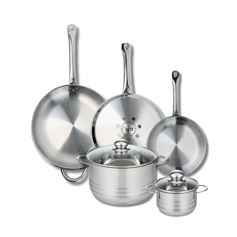 Elo Profi 9885650 5-Piece Cookware Set of 3 Frying Pans 24, 28 and 32 cm and 2 Saucepans 14 and 24 cm Elo Profi Shiny Stainless Steel Induction