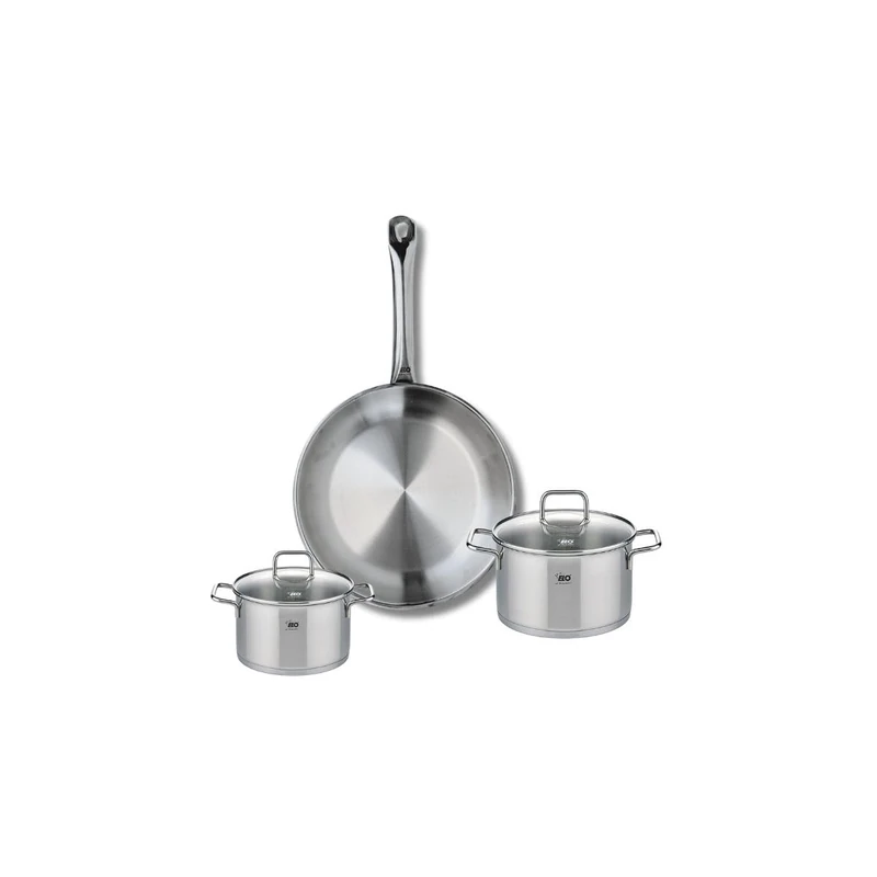 Elo Profi 9692750 3-Piece Cookware Set, 1 Frying Pan 24 cm and 2 Saucepans 12 and 14 cm Elo Profi Citrin, Stainless Steel, Induction - Image 1