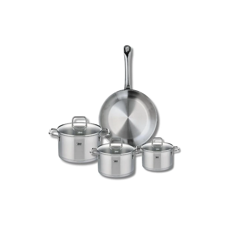 Elo Profi 9693750 4-Piece Cookware Set of 1 Frying Pan 24 cm and 3 Saucepans 12, 14 and 16 cm Elo Profi Citrin, Stainless Steel, Induction